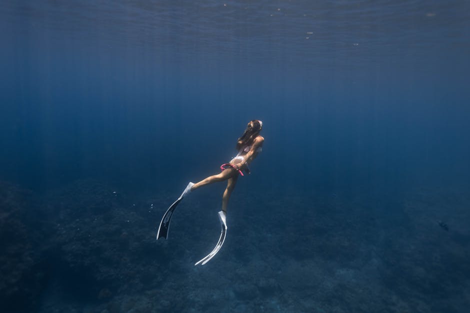 Female snorkeler swimming near coral reefs in clear blue water during Islamorada snorkeling adventure